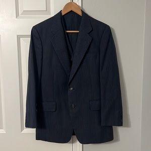 Takashimaya three piece blue pinstripe suit
